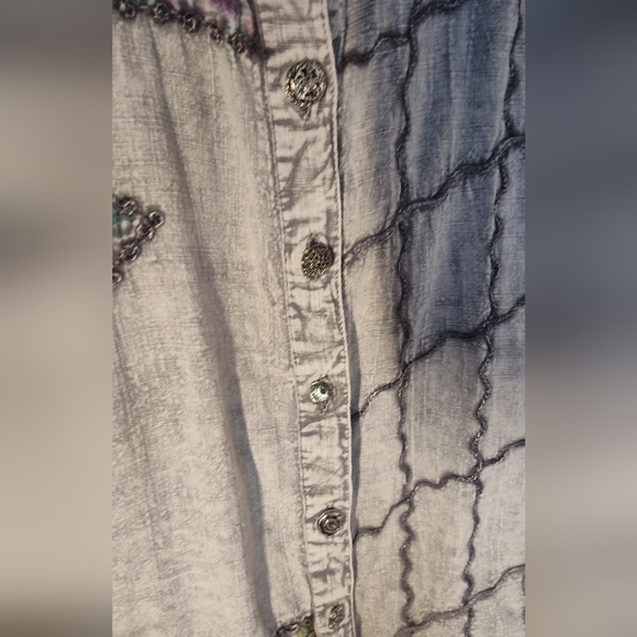 Parsley And Sage Floral Patchwork Button-Up Shirt Size Lg #580 - Picture 2 of 3